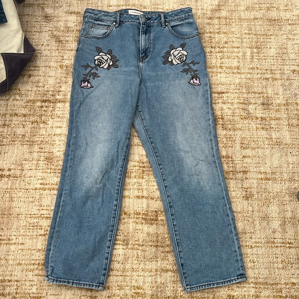Pacsun rose embroidered mom jeans